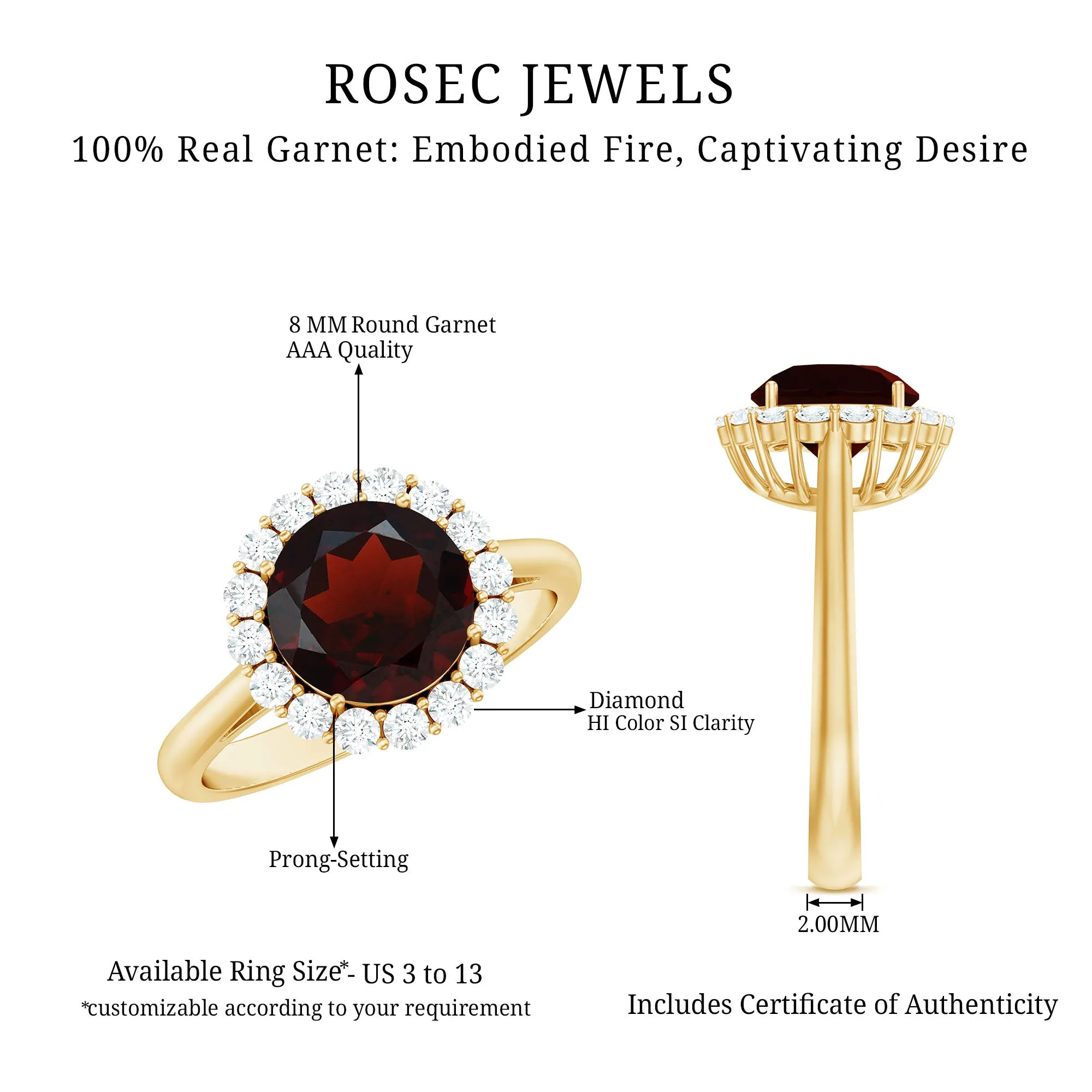 1 CT Garnet and Diamond Floating Halo Engagement Ring