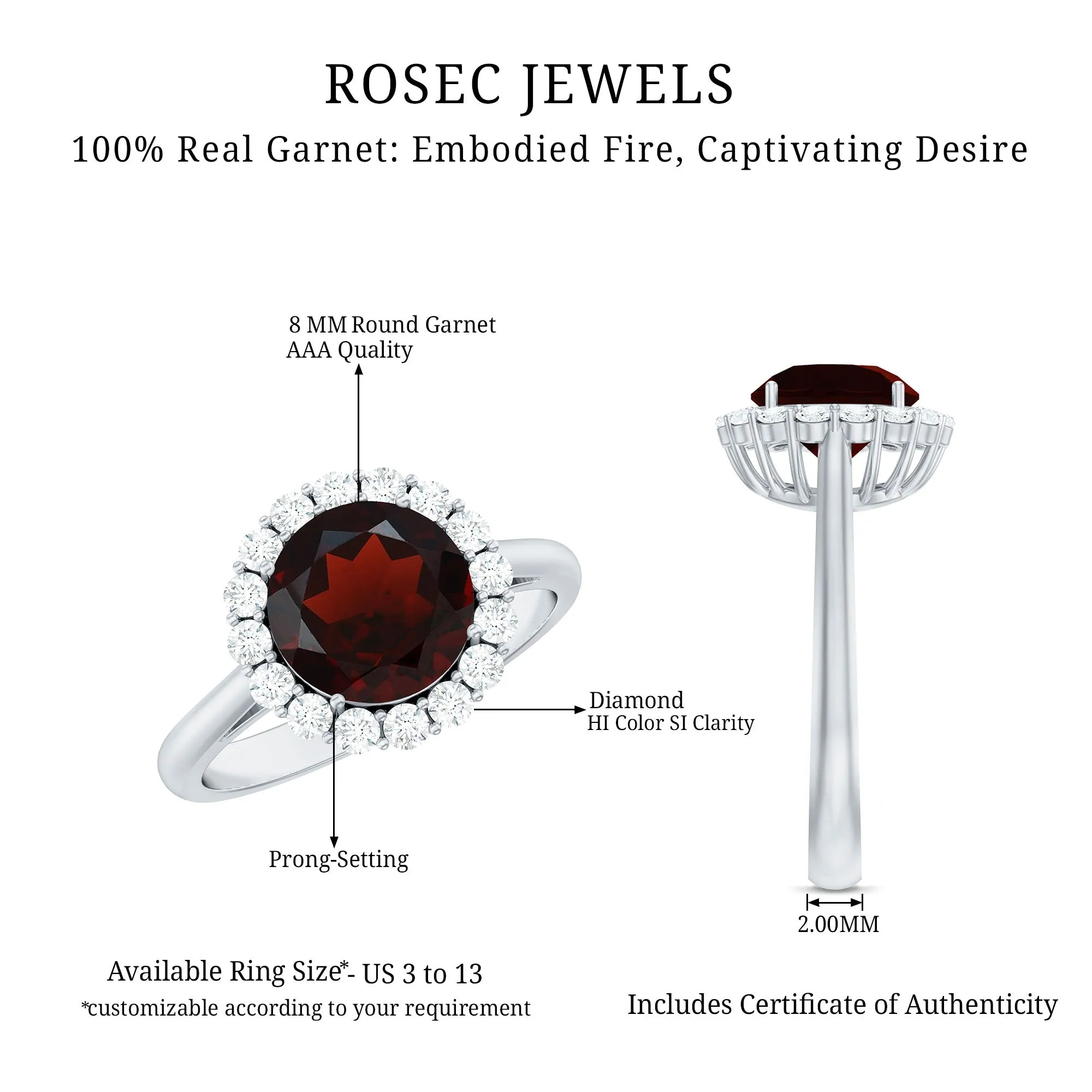 1 CT Garnet and Diamond Floating Halo Engagement Ring