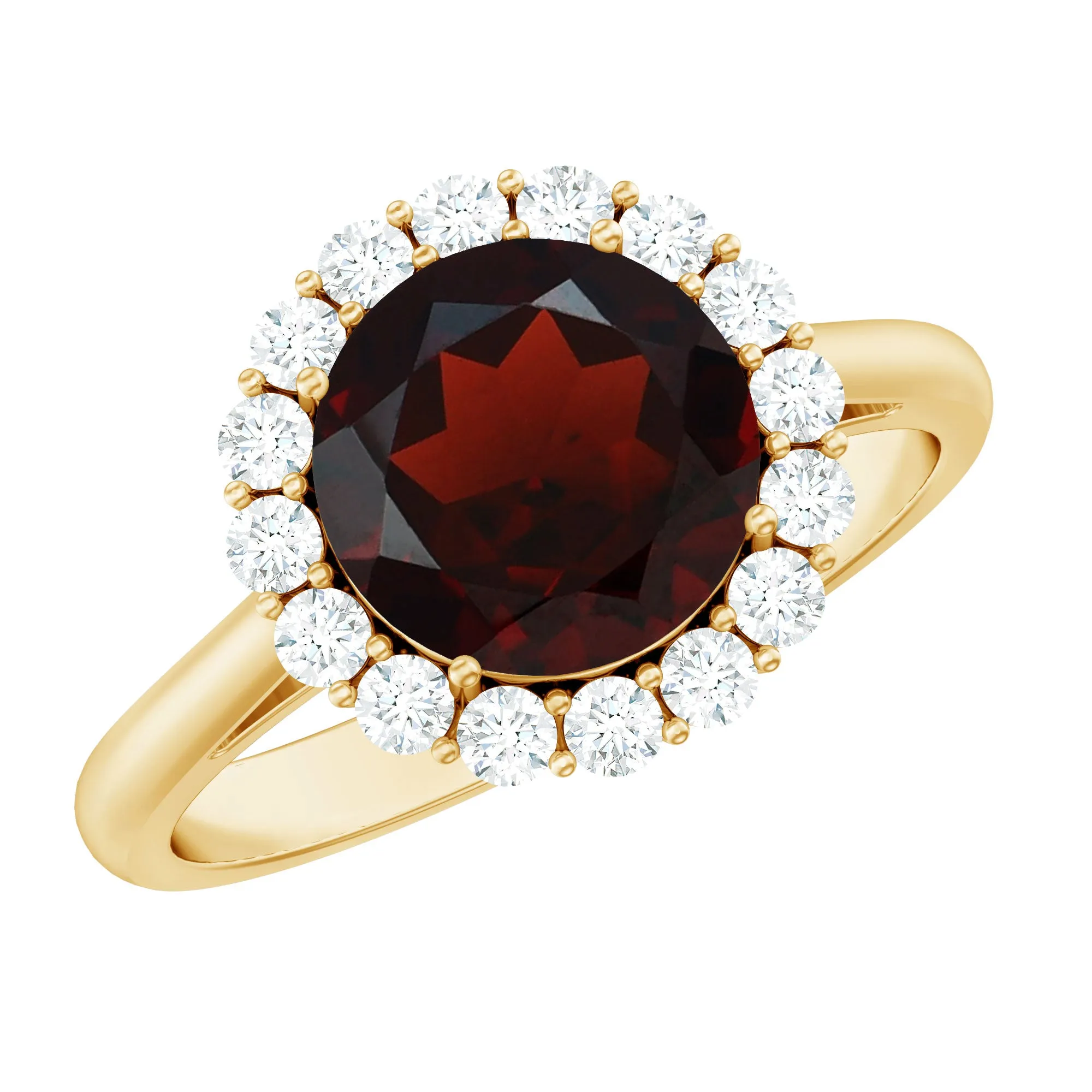 1 CT Garnet and Diamond Floating Halo Engagement Ring