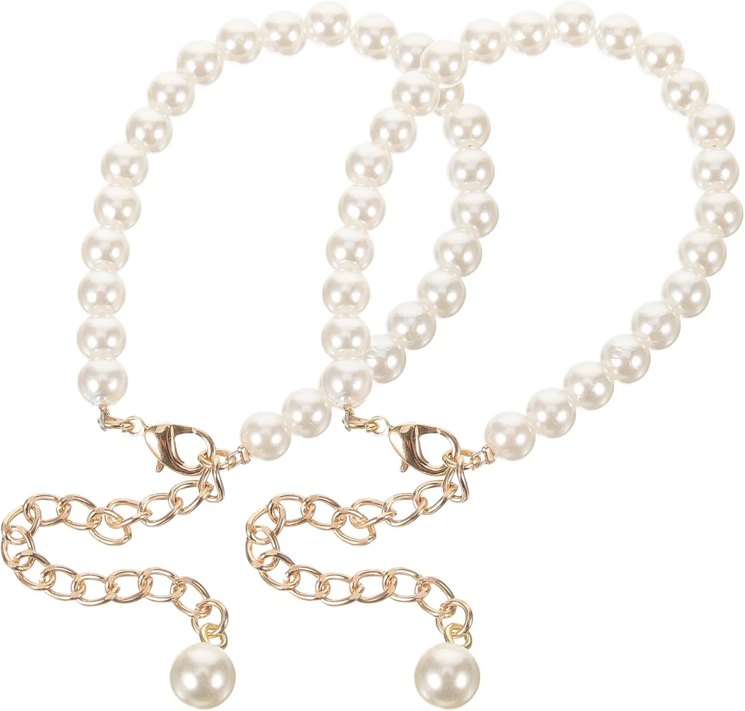 1 Pair Pearl Shoe Charm, Pearl Heel Strap, Women's Pearl Anklets, Anti-Slip Shoe Chain with Pendant, Ankle Charm Handbag Purse Decoation, Long 20.5 inch