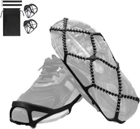 1 Pairs Traction Cleat, Ice Cleats, Crampons Hiking Gear with Sticker & Storage Bag, Ice Cleats Boot Straps Ice & Snow Grips Shoe Accessories (M)
