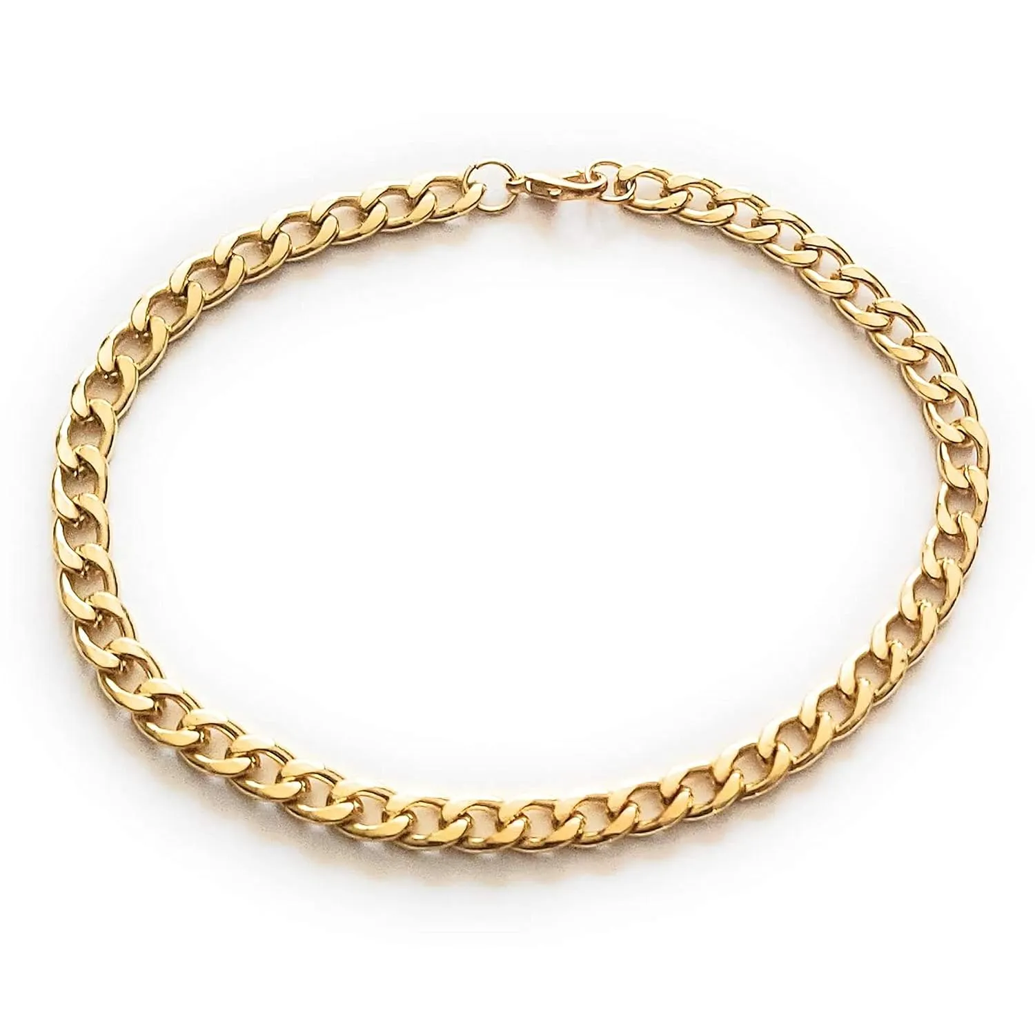 12 Inch Plated Gold Stainless Steel Anklet 9x6mm Cuban Style Ankle Bracelet Chain Flat Comfortable Links Gift Boxed Plus Size
