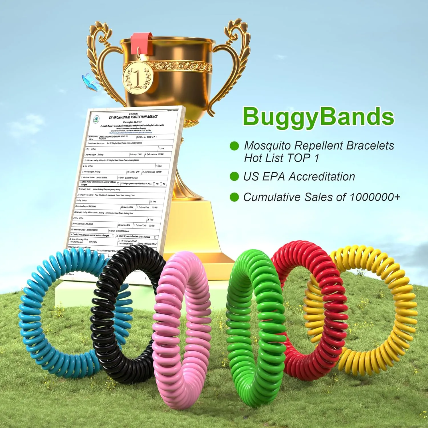 12 Pack Mosquito Bracelets, Mosquito Bands for Adults and Kids with Individually Wrapped & DEET Free, Natural and Waterproof Wristbands Citronella Bracelets for Camping Hiking