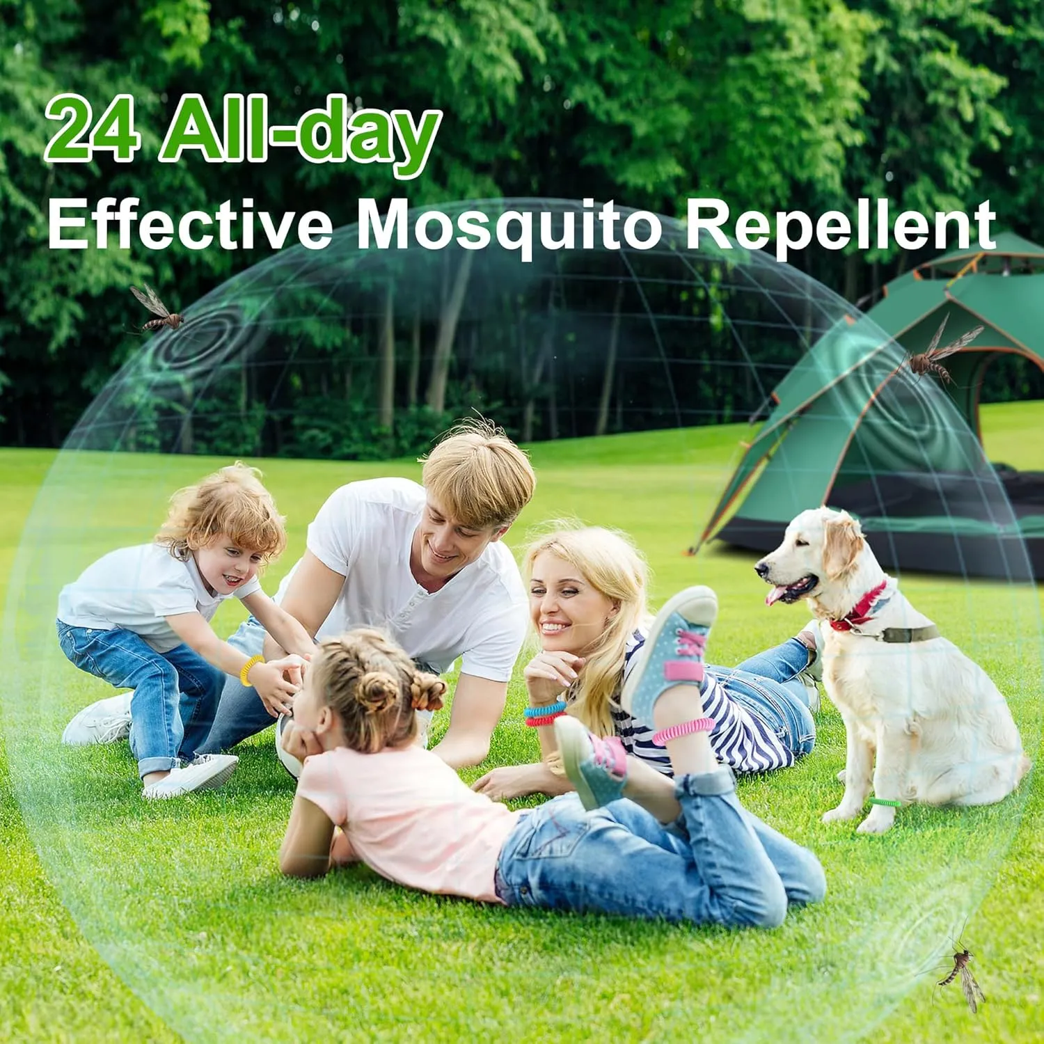 12 Pack Mosquito Bracelets, Mosquito Bands for Adults and Kids with Individually Wrapped & DEET Free, Natural and Waterproof Wristbands Citronella Bracelets for Camping Hiking