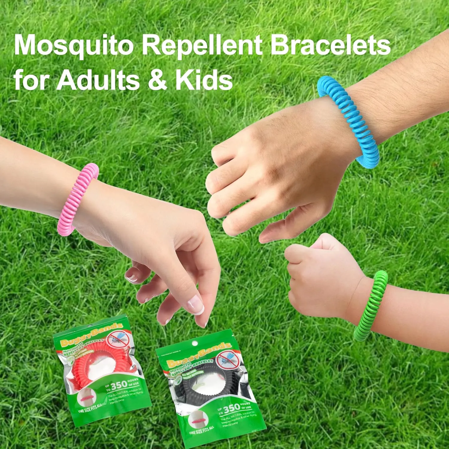 12 Pack Mosquito Bracelets, Mosquito Bands for Adults and Kids with Individually Wrapped & DEET Free, Natural and Waterproof Wristbands Citronella Bracelets for Camping Hiking