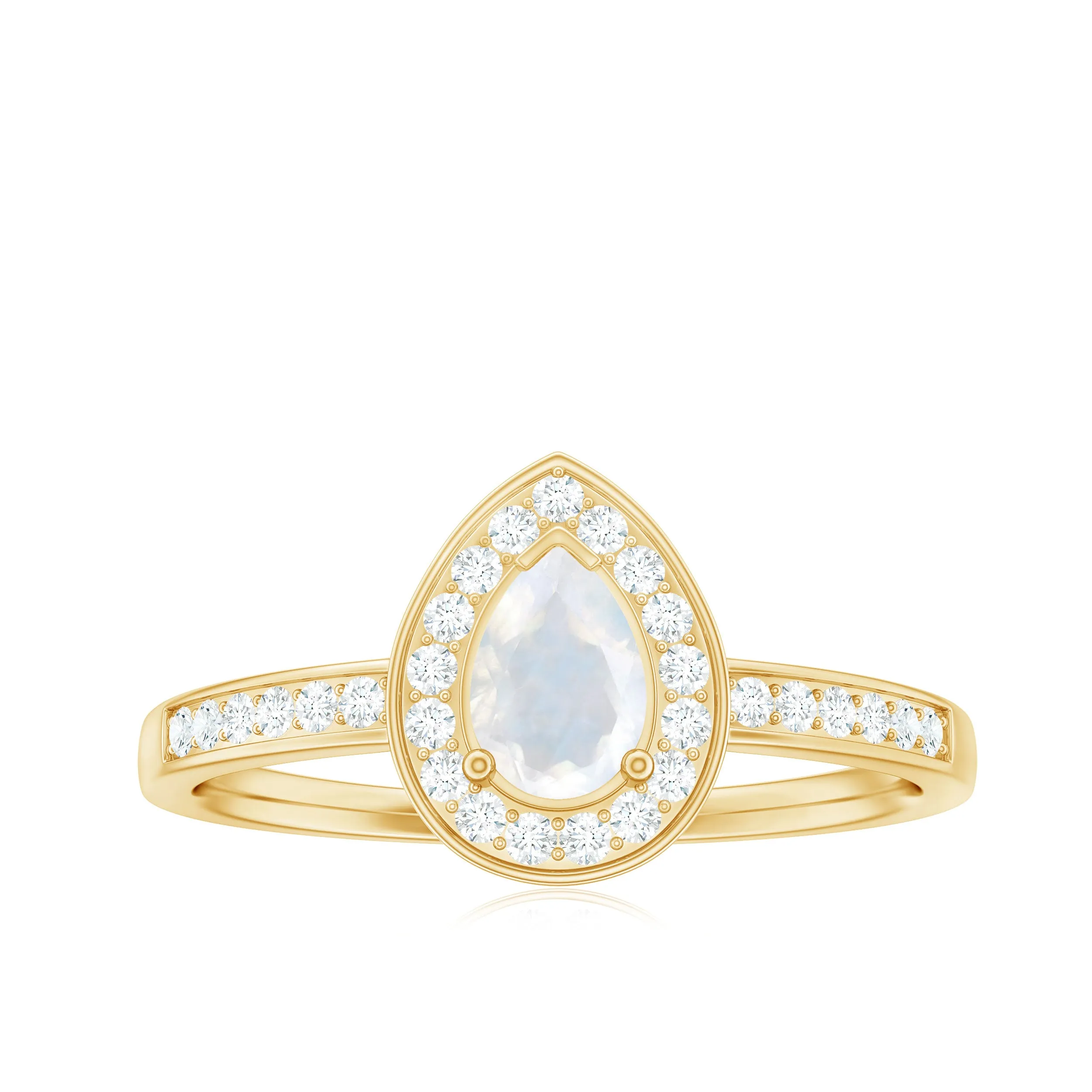 1.25 CT Classic Moonstone and Diamond Halo Engagement Ring
