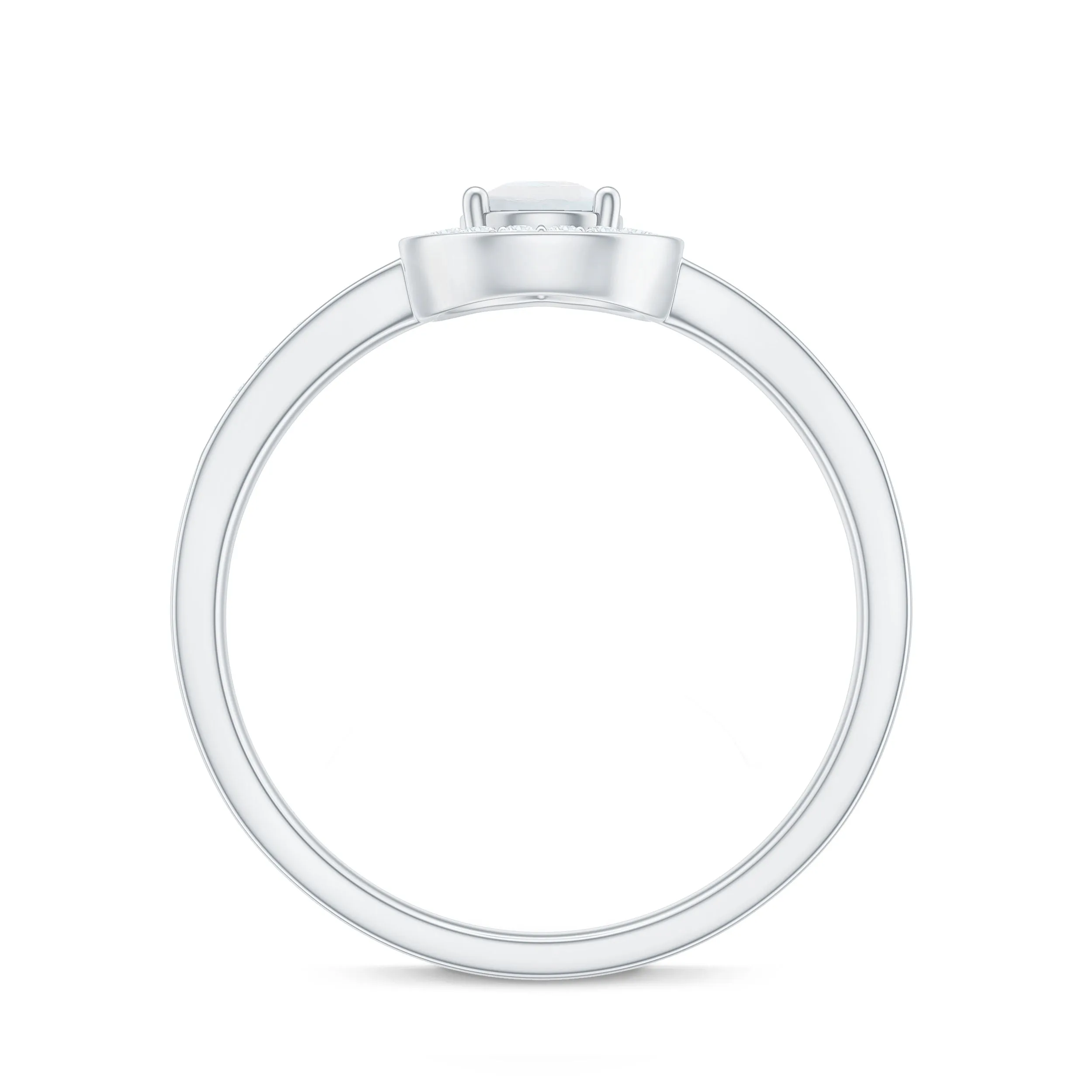 1.25 CT Classic Moonstone and Diamond Halo Engagement Ring