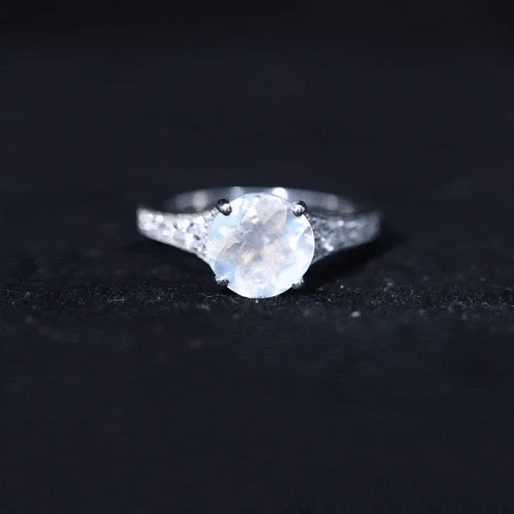 1.5 CT Moonstone Engagement Ring with Diamond Side Stones