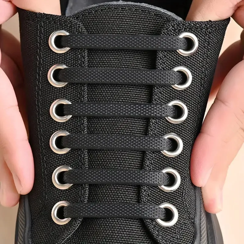 16-Pieces Set: Silicone Elastic Shoe Laces - Free-Tie for Skate, Casual and Sneakers Shoes