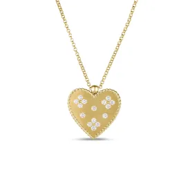 18K Gold Venetian Princess Large Diamond Heart Necklace