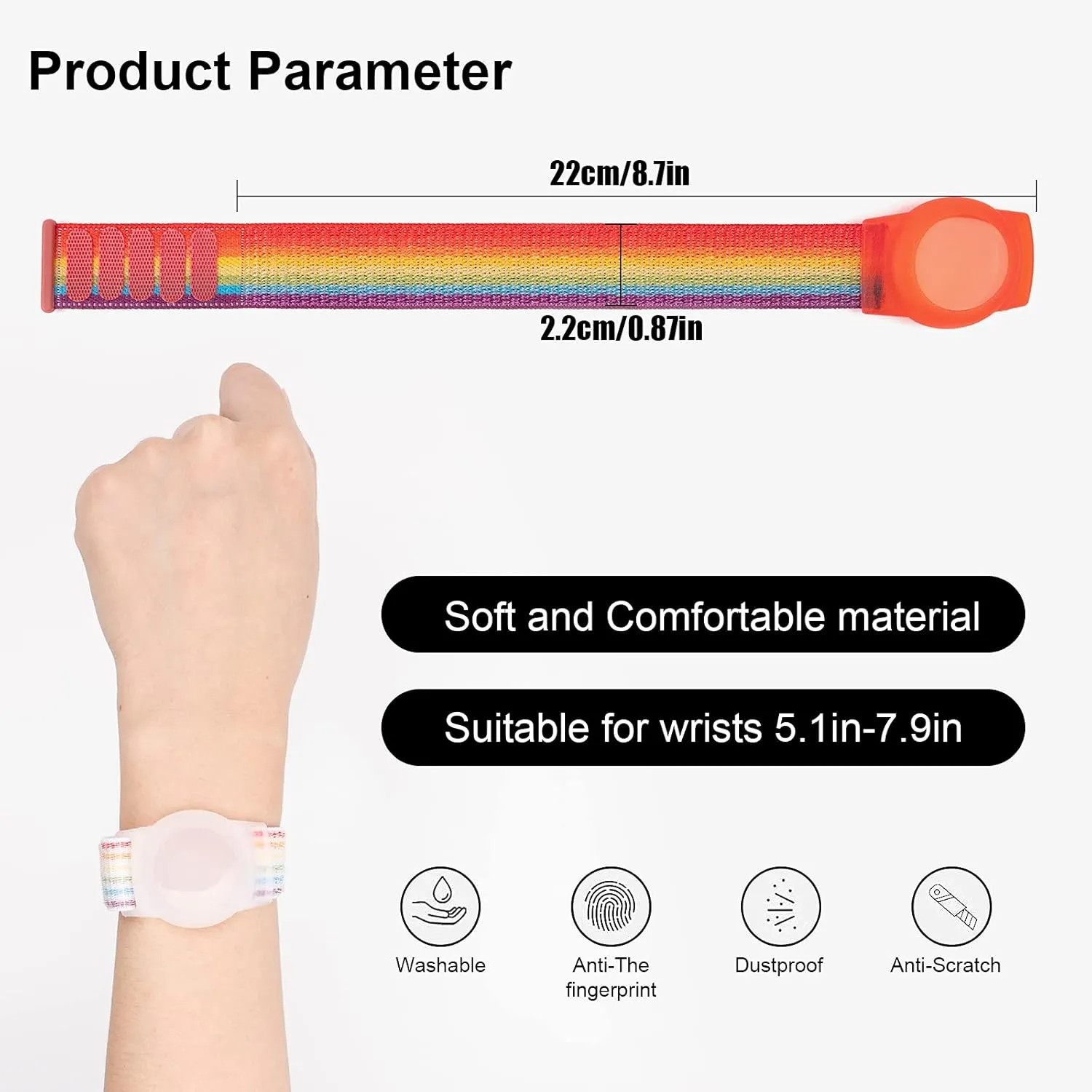 2 Pack Kids Wristband for AirTag, Nylon Watch Band GPS Tracker Holder Protective Case Compatible with Apple Air Tag, Adjustable Anti-lost Bracelet for Toddler Baby Children Elders