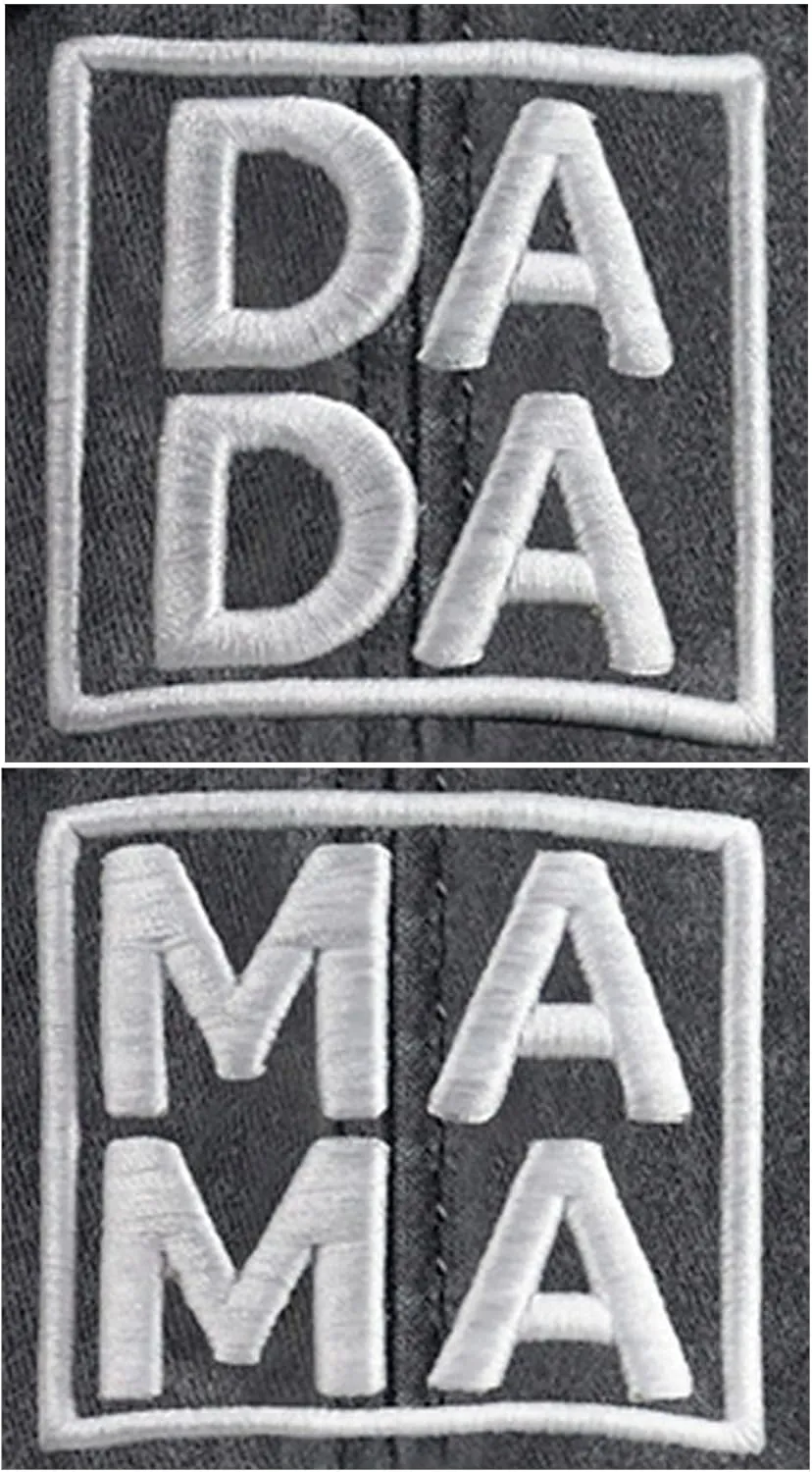 2 Pcs Dada Mama Hats, Embroidered Adjustable Cotton New Parents Couples Baseball Caps for Dad Mom