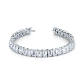 33.44 Carat Emerald Cut Diamonds Platinum Straight Line Bracelet