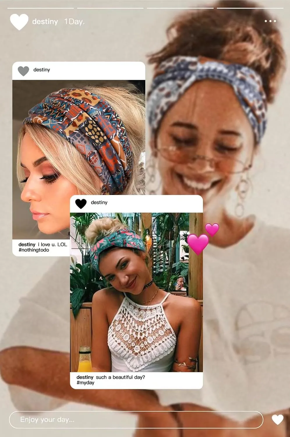 4 Packs Wide Headbands for Women Knotted Non Slip Fashion Patchwork Geometrical Printed Head Bands for Womens Hair Large African Unique Bandana Boho Hairbands Yoga Running Sports Workout Thick Turban