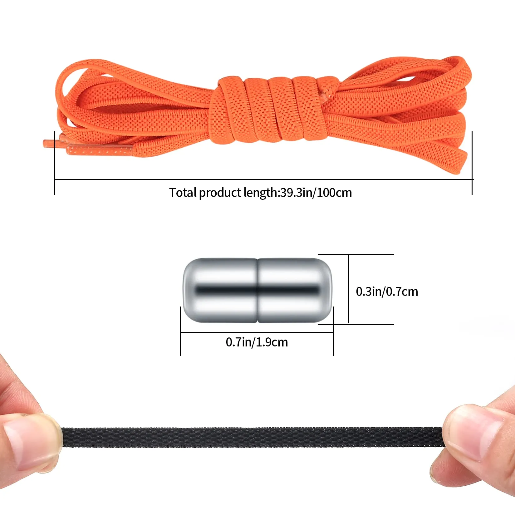 8 Pairs No Tie Elastic Laces with Quick Release, Elastic Shoelaces with Metal Clasps Buckles, Lock Tieless Shoe Laces Replacement for Trainers Adults Kids All Shoes