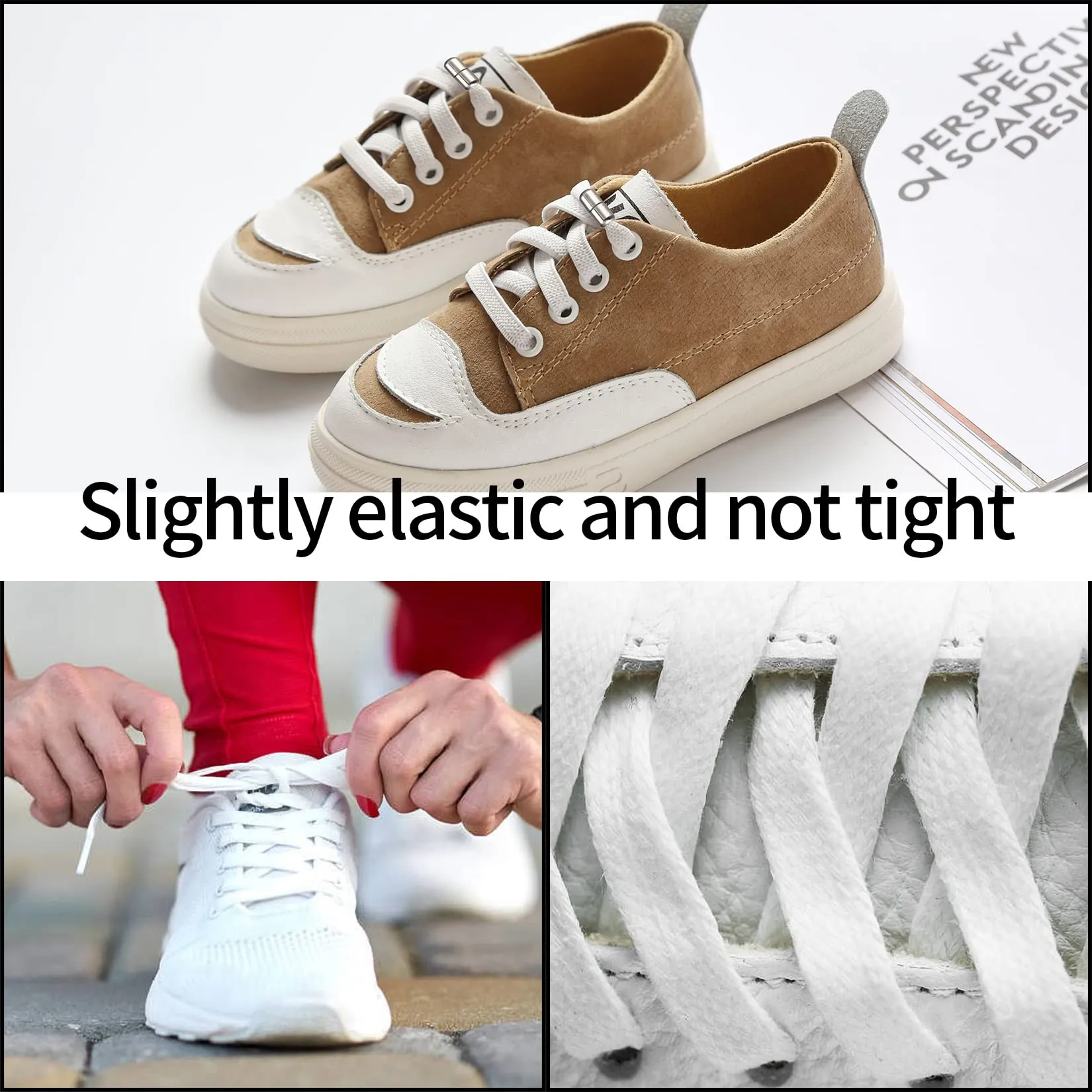 8 Pairs No Tie Elastic Laces with Quick Release, Elastic Shoelaces with Metal Clasps Buckles, Lock Tieless Shoe Laces Replacement for Trainers Adults Kids All Shoes
