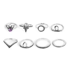 8pcs/Pck Retro Anti Silver Plated Wedding Rings Women Fashion Engagement Jewelry Set For Both Hands