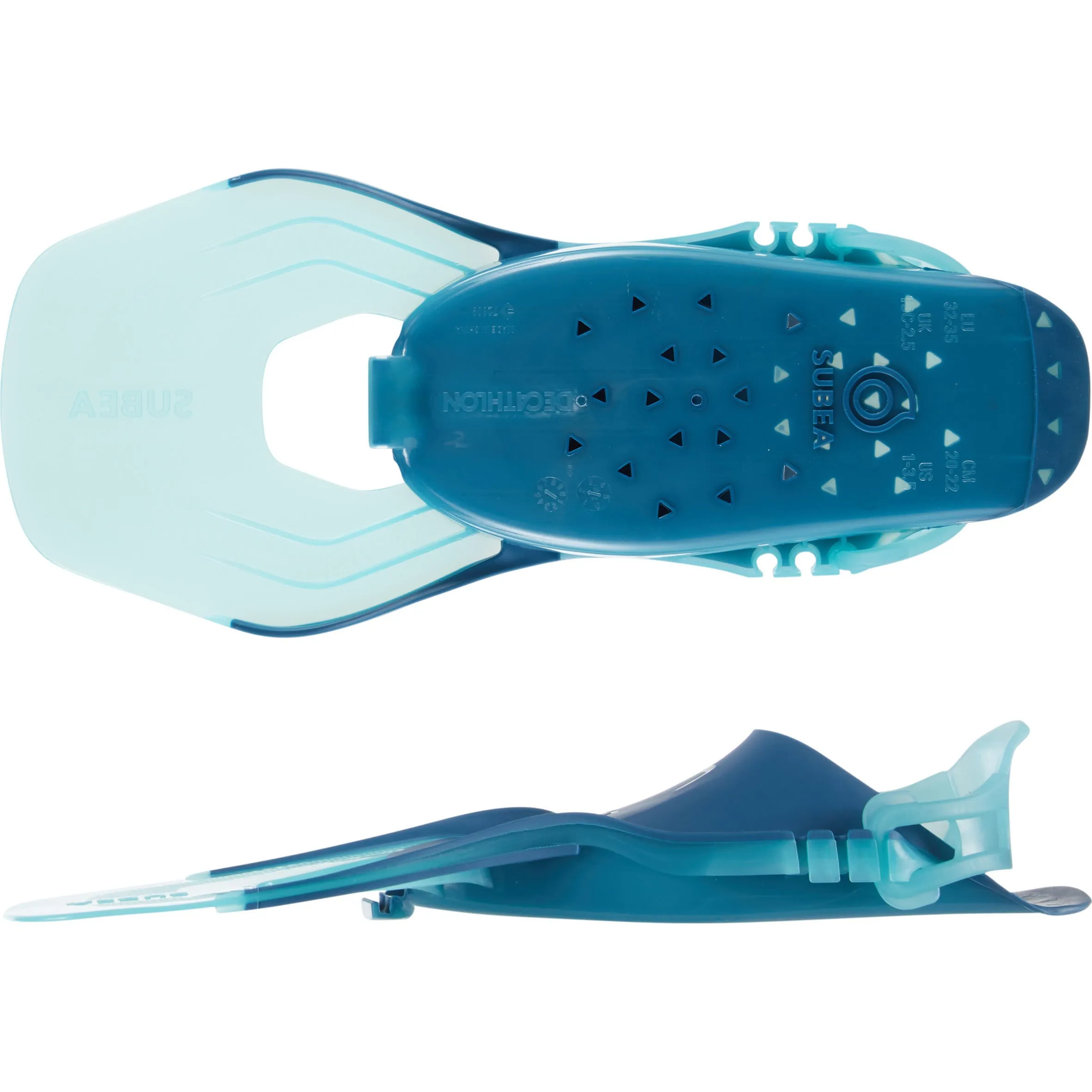 Adjustable snorkeling fins for children blue 100 Subea