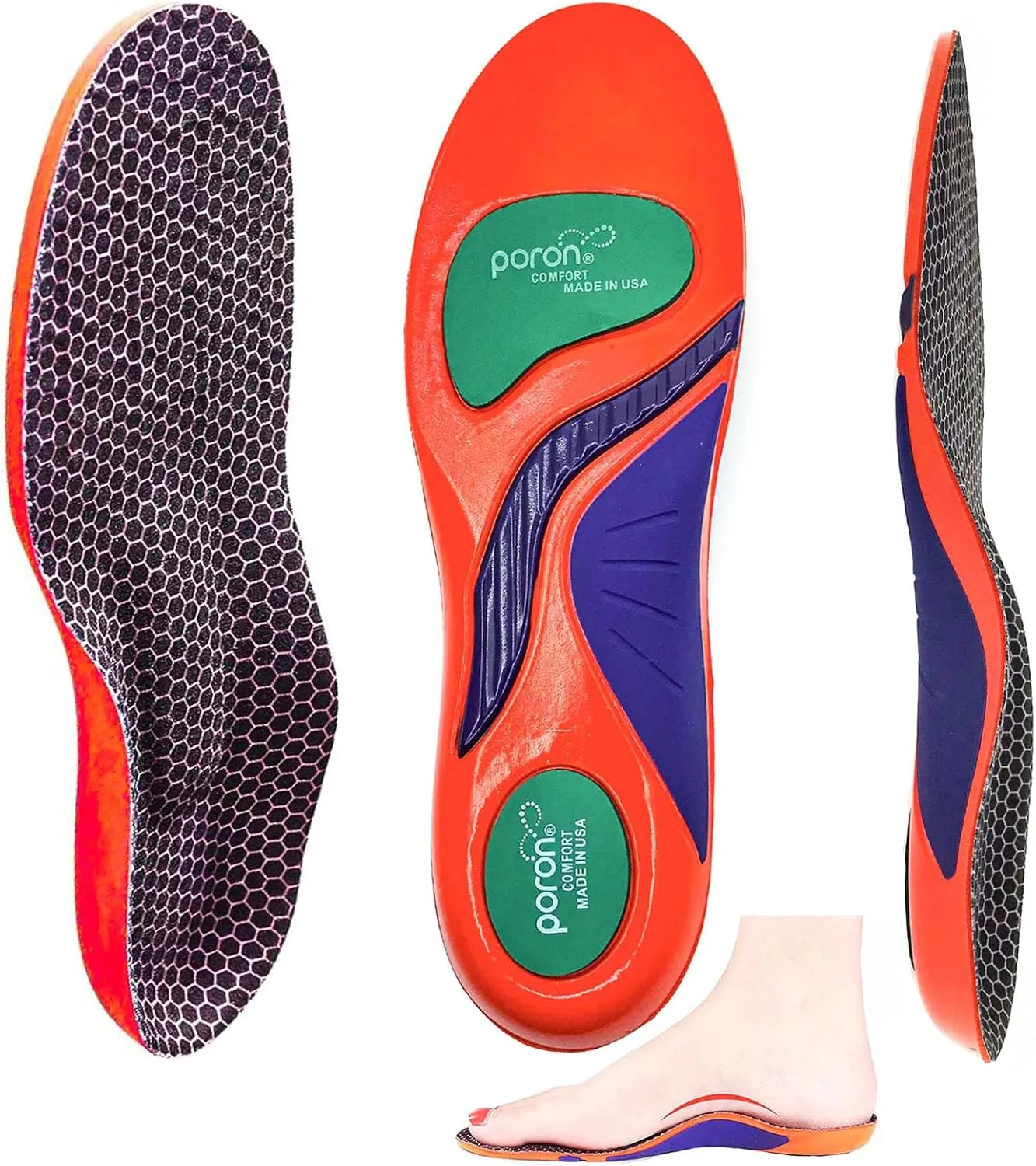 Arch Support Gel Insoles Women Men 7-Times-Shock-Protection 3D-Xpain-Poron Plantar Fasciitis Orthotic Insoles Flat feet Insole Orthopedic Insoles Metatarsalgia Heel Pain Comfort Shoe Inserts