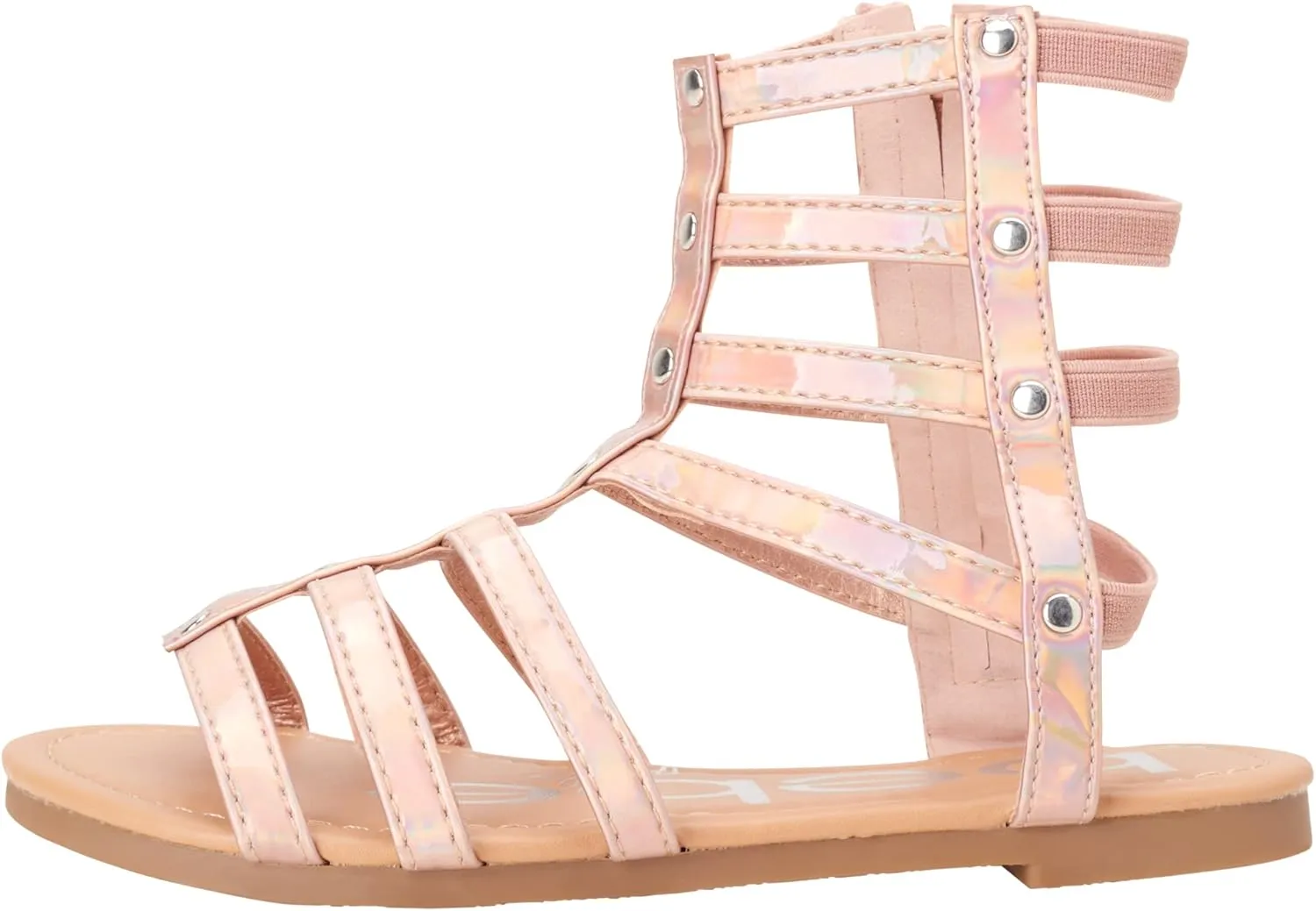 bebe Toddler Girls Sandals - Lightweight Leather Open Toe Summer Dressy Flat Strappy Girls Gladiator Sandals