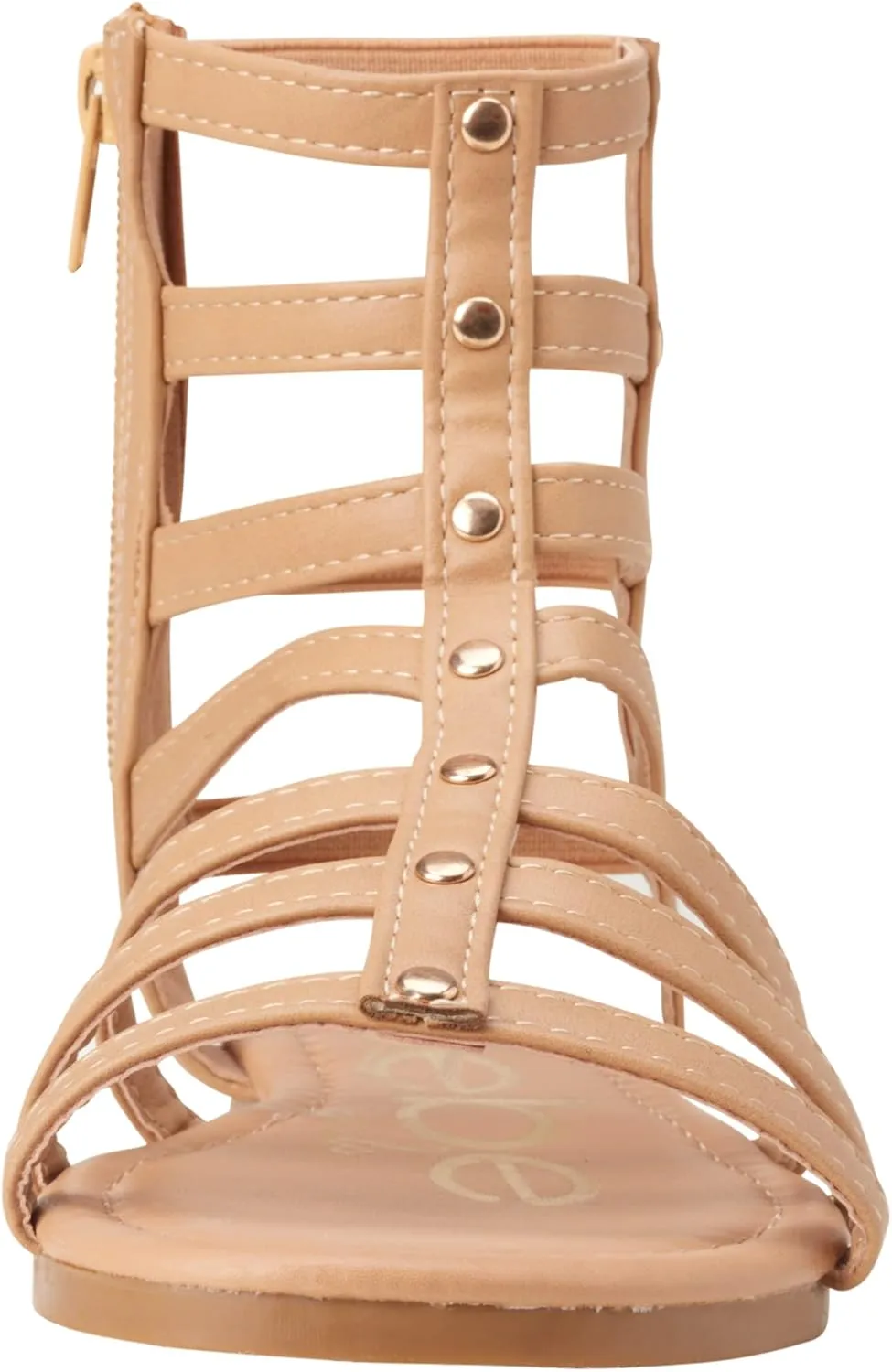bebe Toddler Girls Sandals - Lightweight Leather Open Toe Summer Dressy Flat Strappy Girls Gladiator Sandals