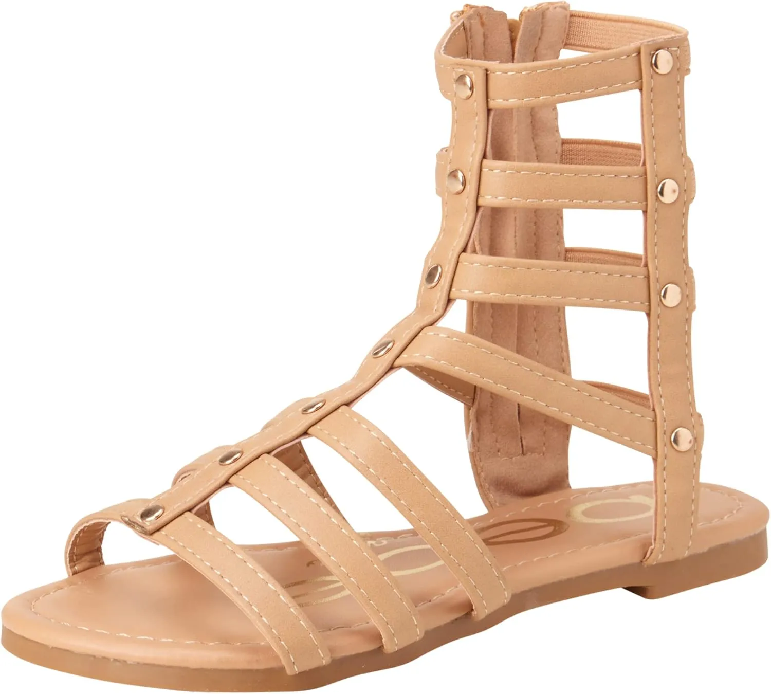 bebe Toddler Girls Sandals - Lightweight Leather Open Toe Summer Dressy Flat Strappy Girls Gladiator Sandals