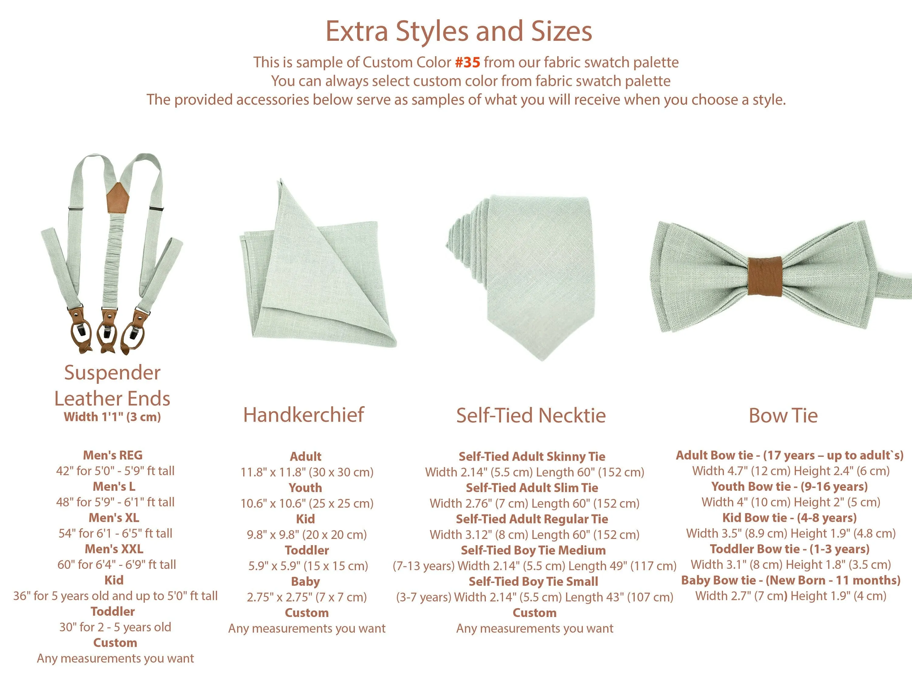 Beige Groomsmen Bow Tie & Optional Pocket Square/Suspender Set - Linen Wedding Accessories - Handcrafted Formal Wear