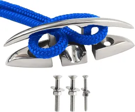 Boat Cleat 5" 6" 8 inch 316 Stainless Steel Folding Cleats Marine Grade Rope Cleat Flip Up Dock Cleat for Boat Kayak and Decoration with Fastener