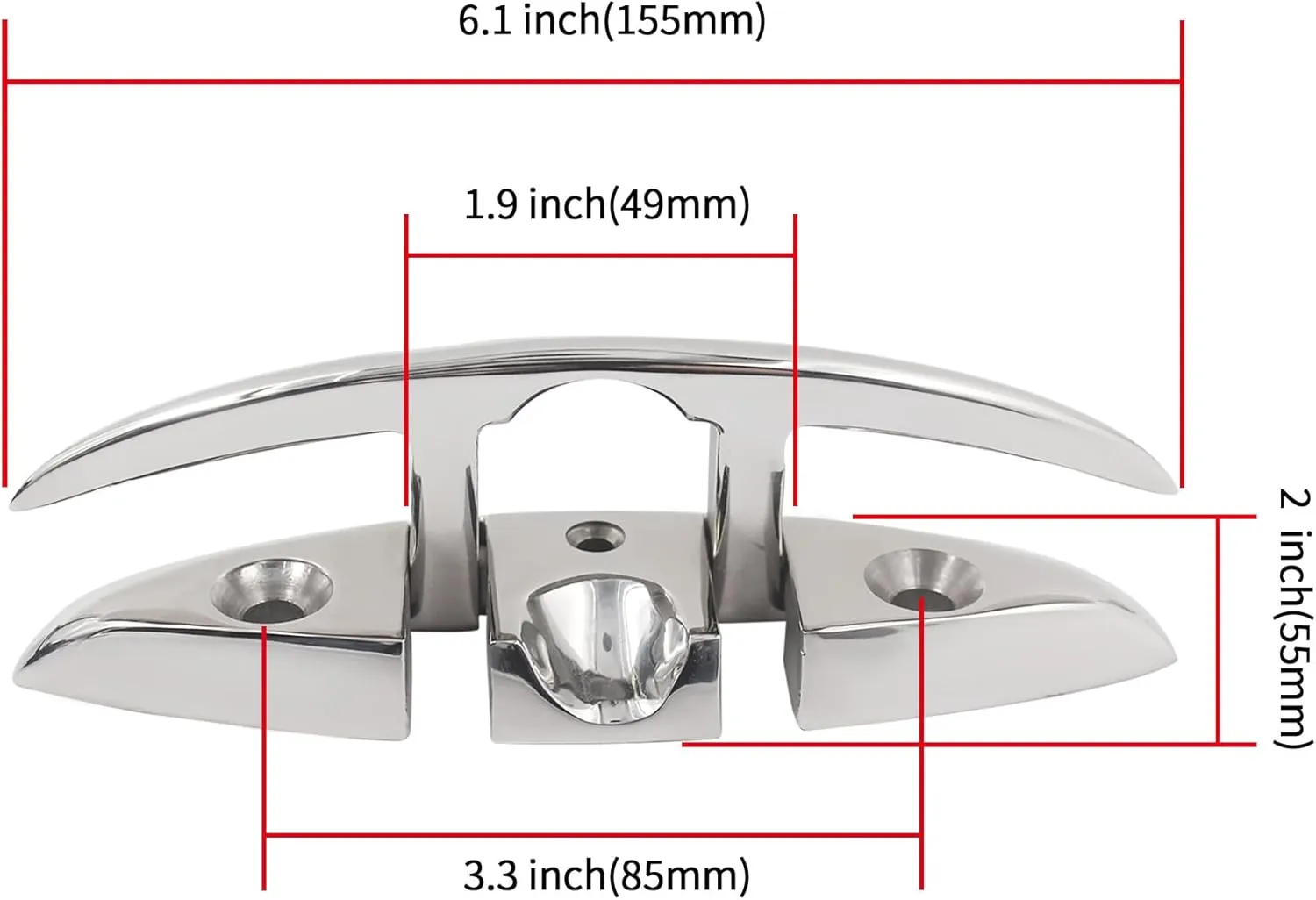 Boat Cleat 5" 6" 8 inch 316 Stainless Steel Folding Cleats Marine Grade Rope Cleat Flip Up Dock Cleat for Boat Kayak and Decoration with Fastener
