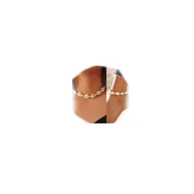 Boho Cowrie Shell Choker Necklace Beach Puka Seashell Necklaces Adjustable Rope Jewelry with Anklets for Women (A Ivory)