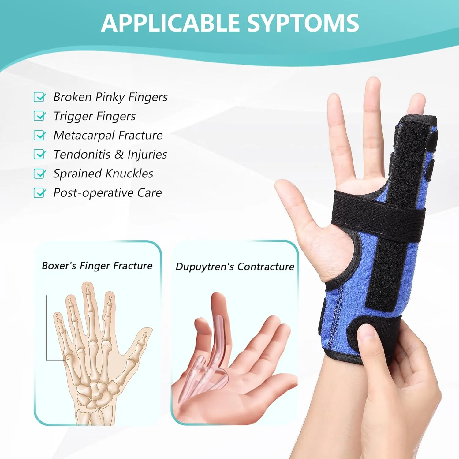 Boxer Fracture Splint, Pinky Finger Splint, Adjustable Two Finger Brace for 4th or 5th Finger, Metacarpal Splint Hand Brace for Arthritis Fracture Broken Mallet Dislocated Trigger Finger(XS)