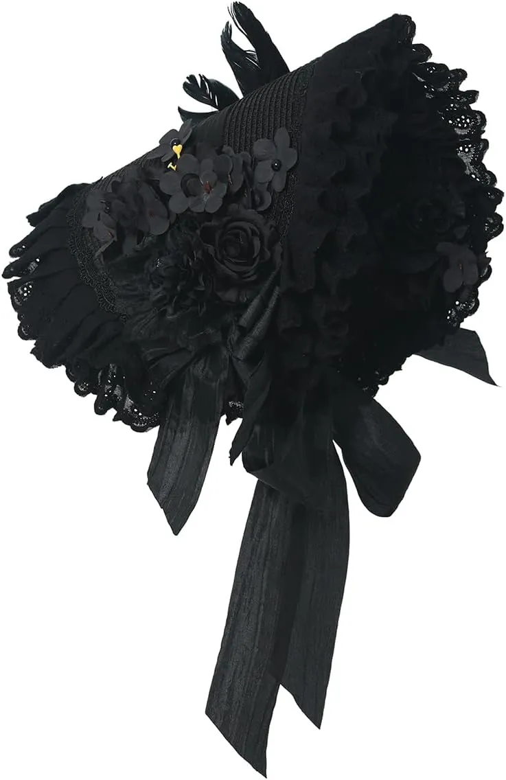 COSDREAMER Girls Women Victorian Tea Party Sun Hat Bows Flowers Straw Hats
