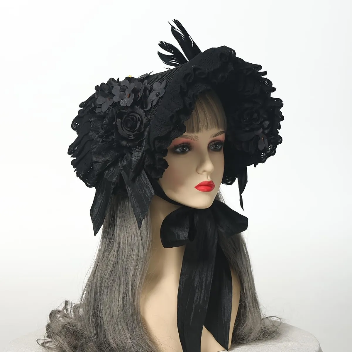 COSDREAMER Girls Women Victorian Tea Party Sun Hat Bows Flowers Straw Hats