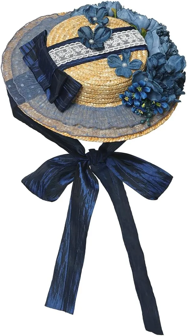 COSDREAMER Girls Women Victorian Tea Party Sun Hat Bows Flowers Straw Hats