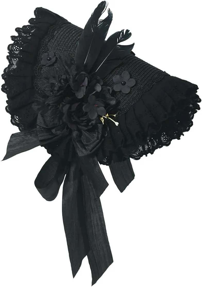 COSDREAMER Girls Women Victorian Tea Party Sun Hat Bows Flowers Straw Hats