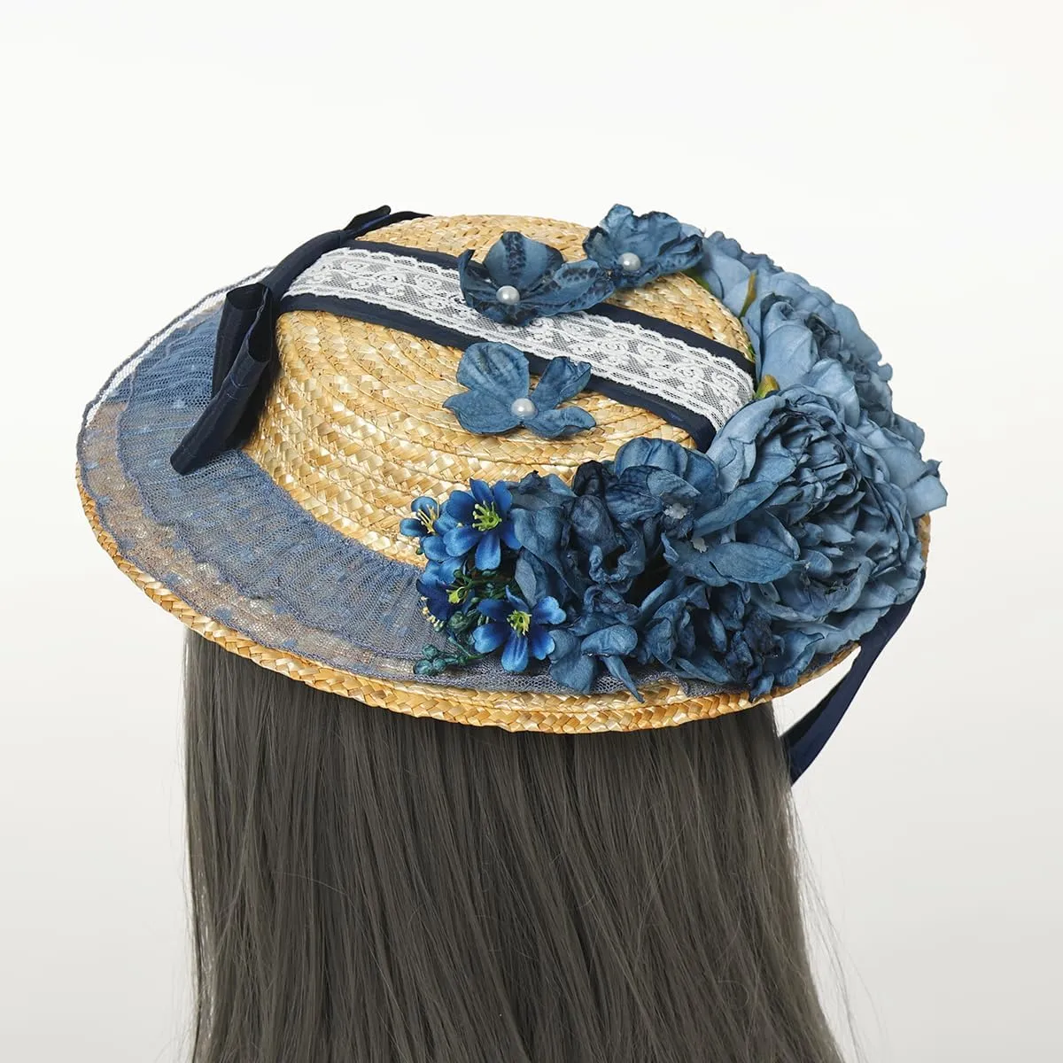 COSDREAMER Girls Women Victorian Tea Party Sun Hat Bows Flowers Straw Hats