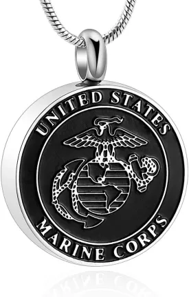 Cremation Jewelry For Men Stainless Steel UNITED STATES MARINE CORPS Memorial Urn Pendant Necklace Pendant Hold Ashes Of Loved Ones