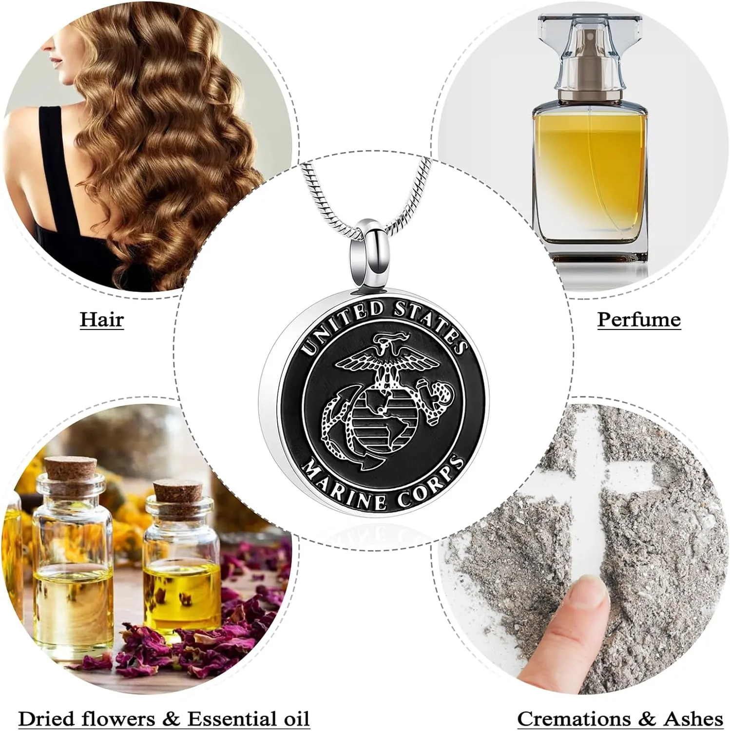 Cremation Jewelry For Men Stainless Steel UNITED STATES MARINE CORPS Memorial Urn Pendant Necklace Pendant Hold Ashes Of Loved Ones