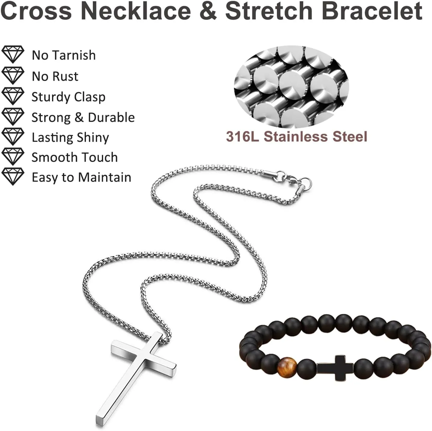 Cross Necklace for Men Stainless Steel: Mens Cross Necklaces Cross Chain for Men and Women