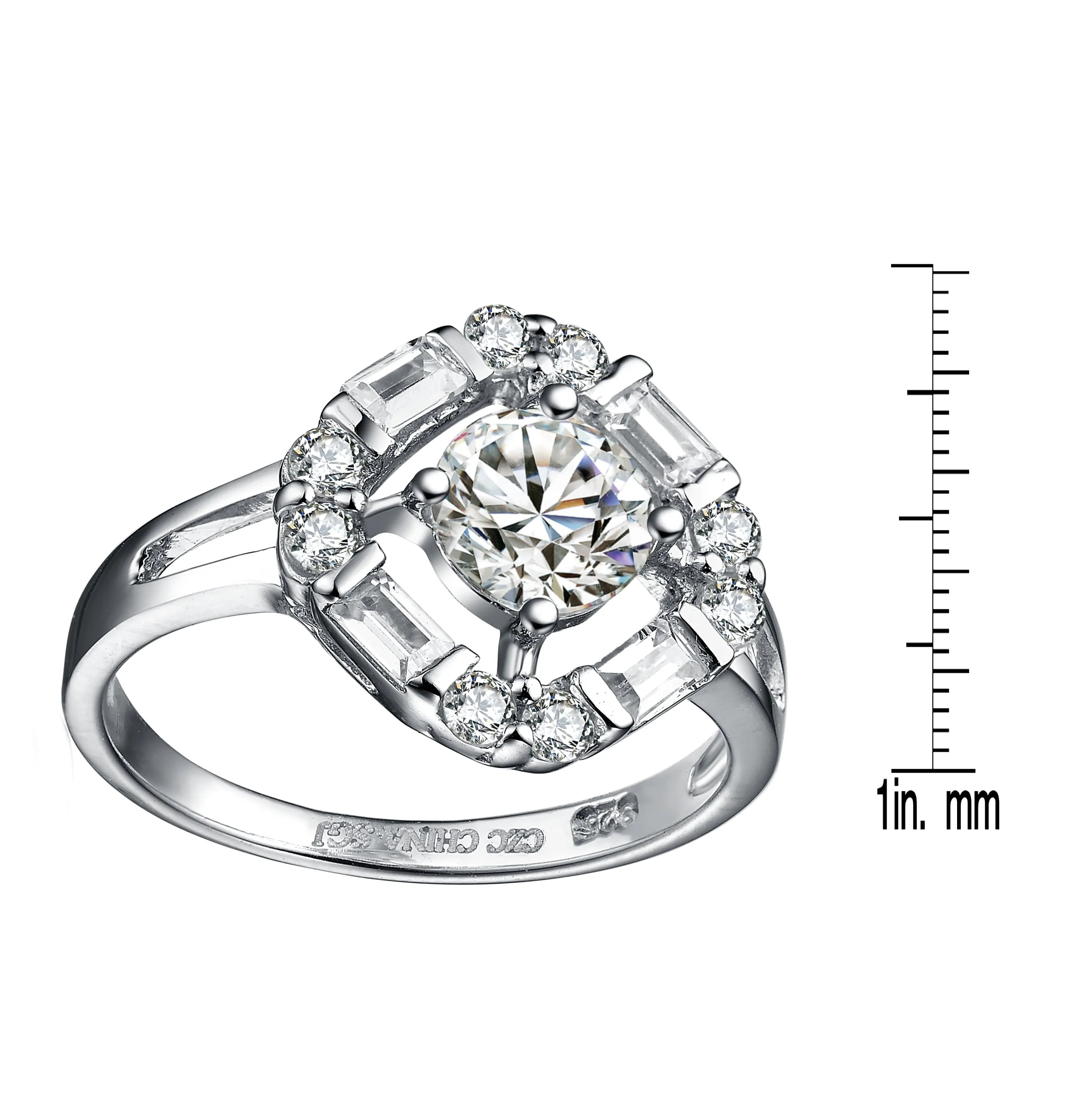 CZ Sterling Silver Rhodium Plated Ring