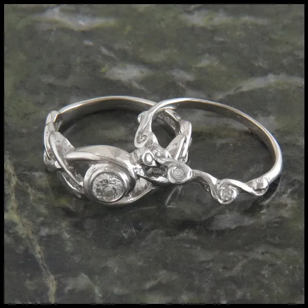 Diamond Open Knot Ring Wedding Set