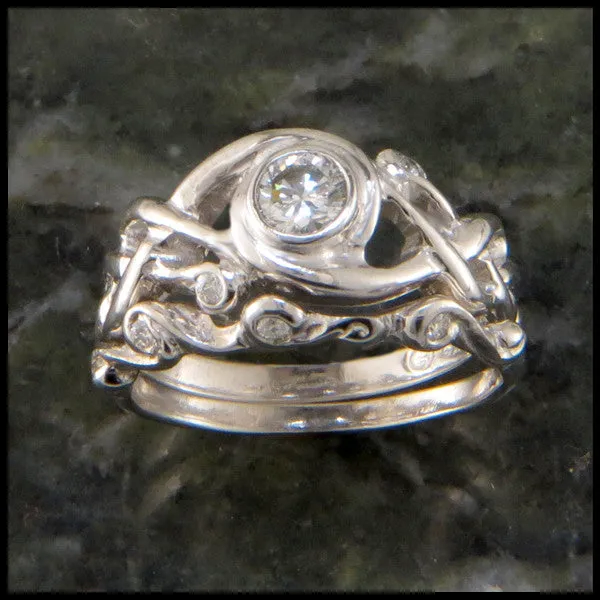 Diamond Open Knot Ring Wedding Set