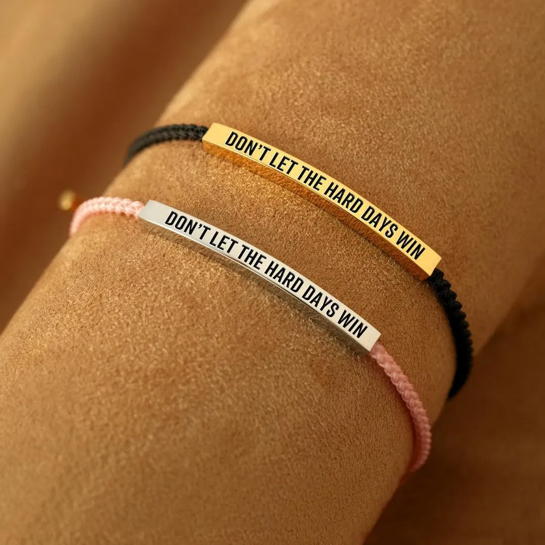 Dont Let The Hard Days Win Bracelet for Women Men, Handmade Braided Adjustable Wrap Stainless Steel To My Daughter/Best Friend Inspirational Gifts Ladies Jewelry