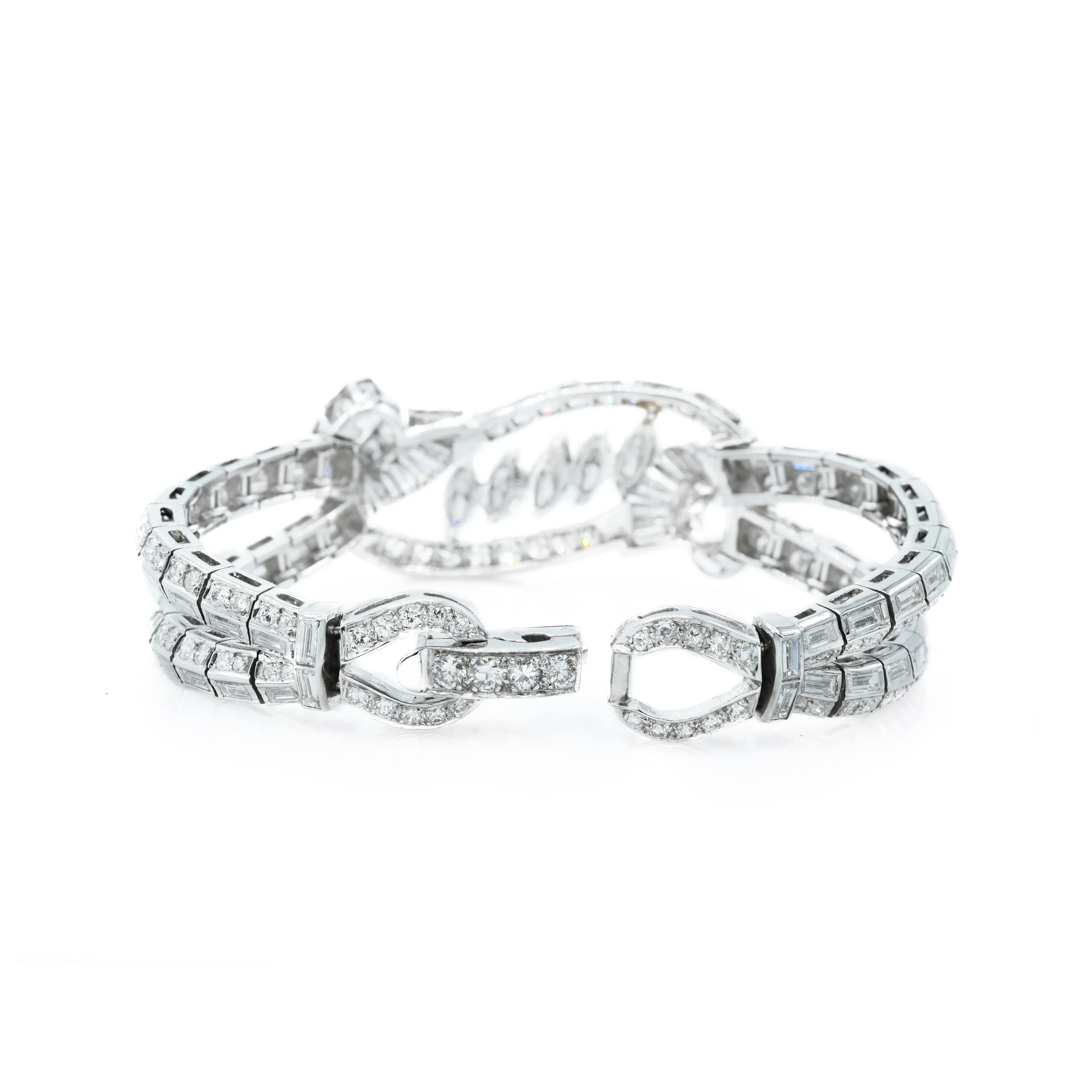 Estate 1950s Platinum And Diamond Bracelet