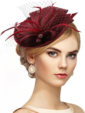 Fascinator Tea Party Hat - 2025 Derby Pillbox Kentucky Hat for Women (7.87x5.9inch)
