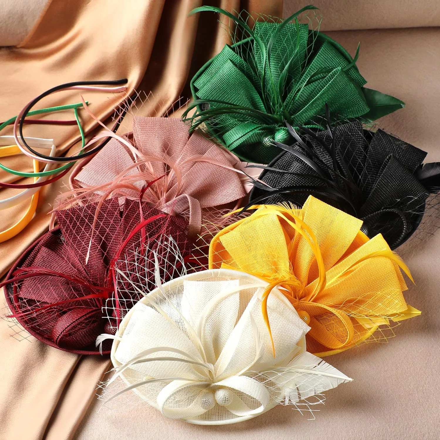 Fascinator Tea Party Hat - 2025 Derby Pillbox Kentucky Hat for Women (7.87x5.9inch)
