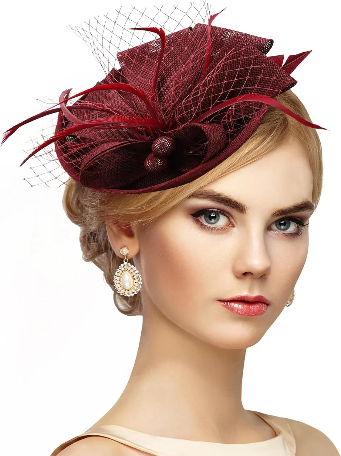 Fascinator Tea Party Hat - 2025 Derby Pillbox Kentucky Hat for Women (7.87x5.9inch)