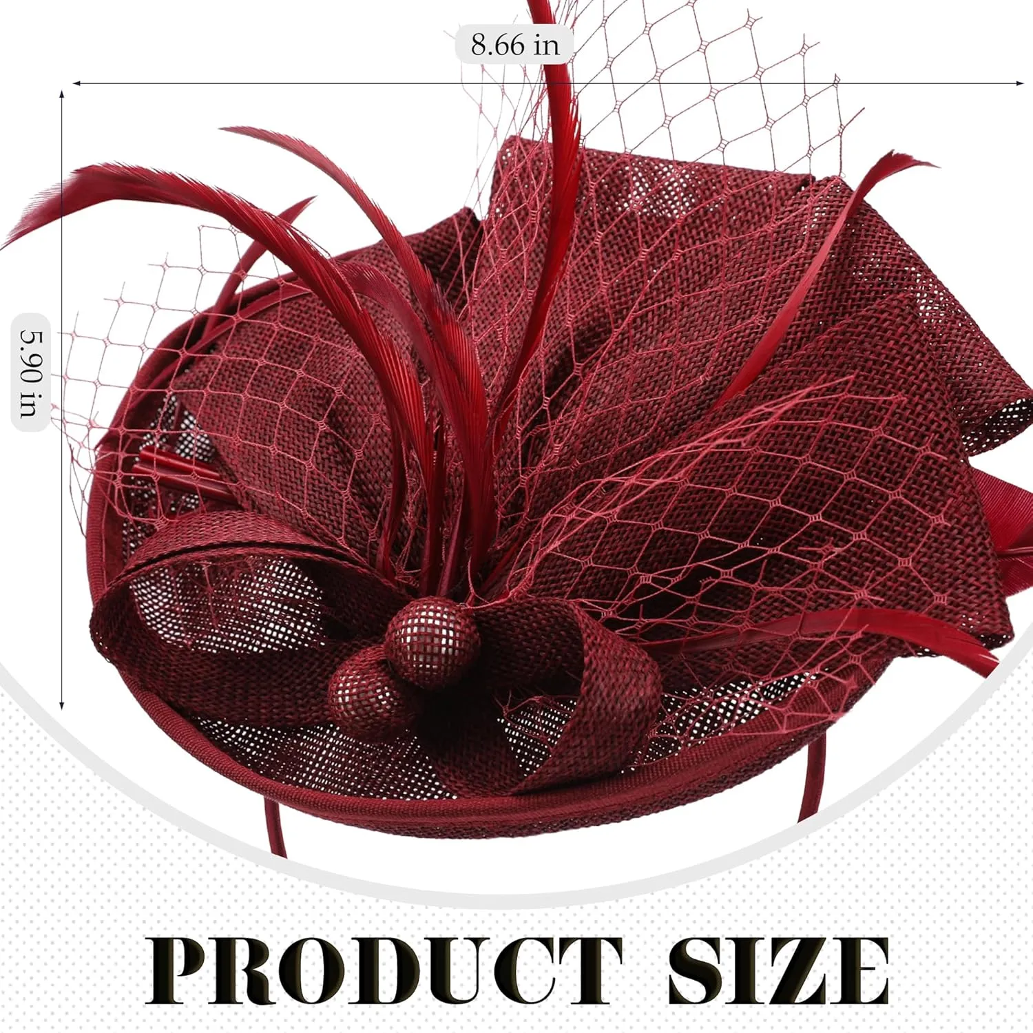 Fascinator Tea Party Hat - 2025 Derby Pillbox Kentucky Hat for Women (7.87x5.9inch)