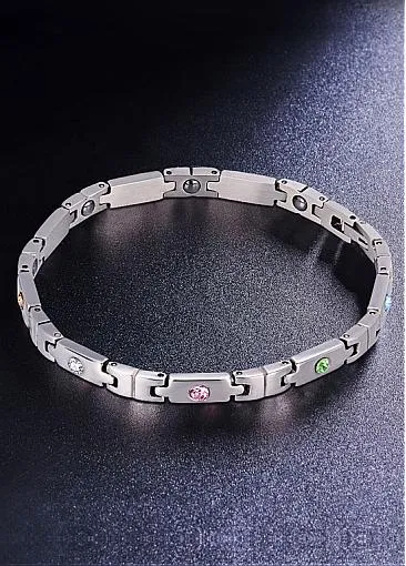 Fashion Puzzle with Multicolor AAA Zircons, Platinum Alloy Bracelet