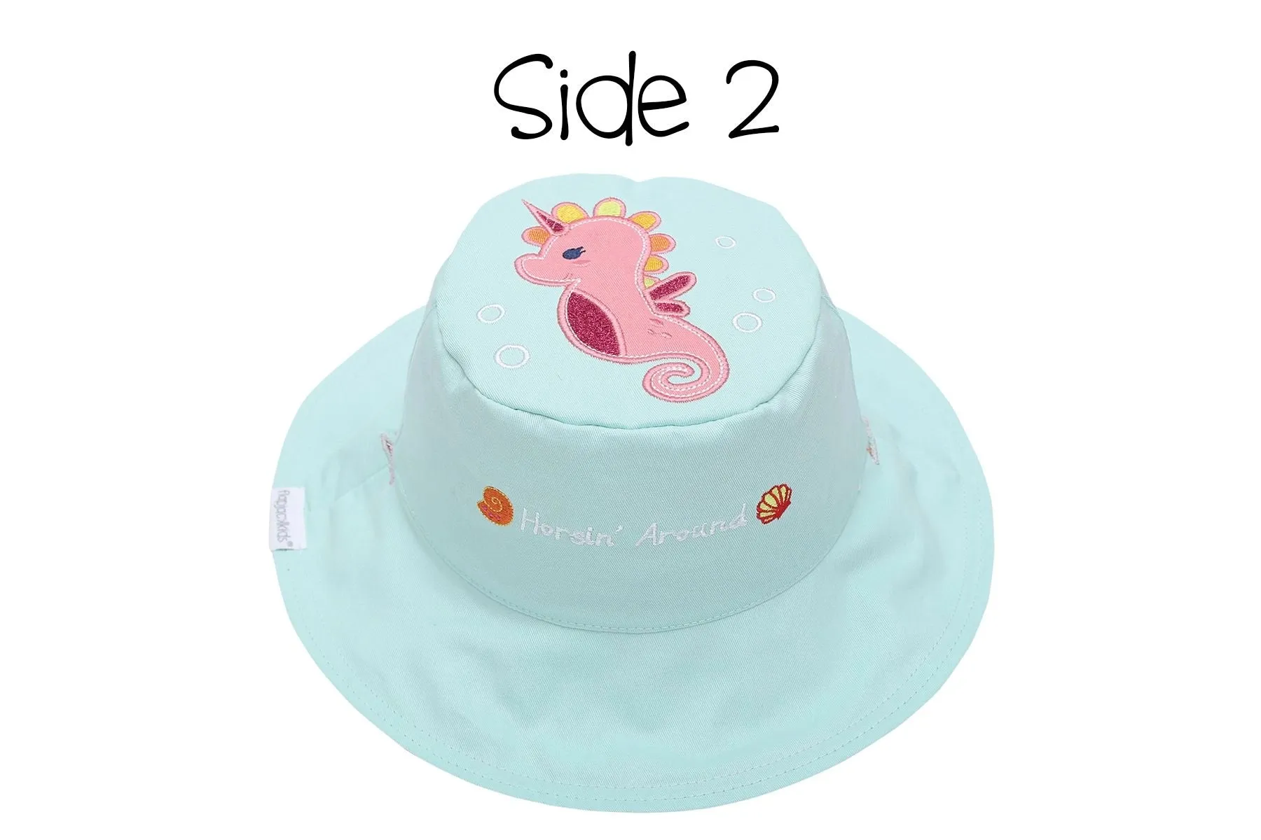FlapJackKids Kids UPF50  Sun Hat - Mermaid/Seahorse